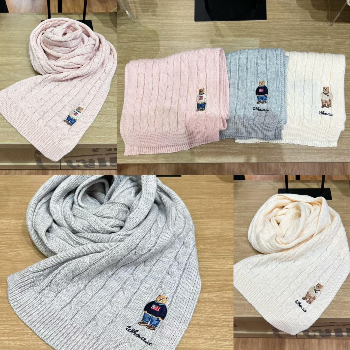 #1200最熱賣係粉紅色😍 🔥每年爆單貨品🔥 🐻WHO.A.U 韓國專門店🐻小熊圍巾 Big Steve Cable Muffler
