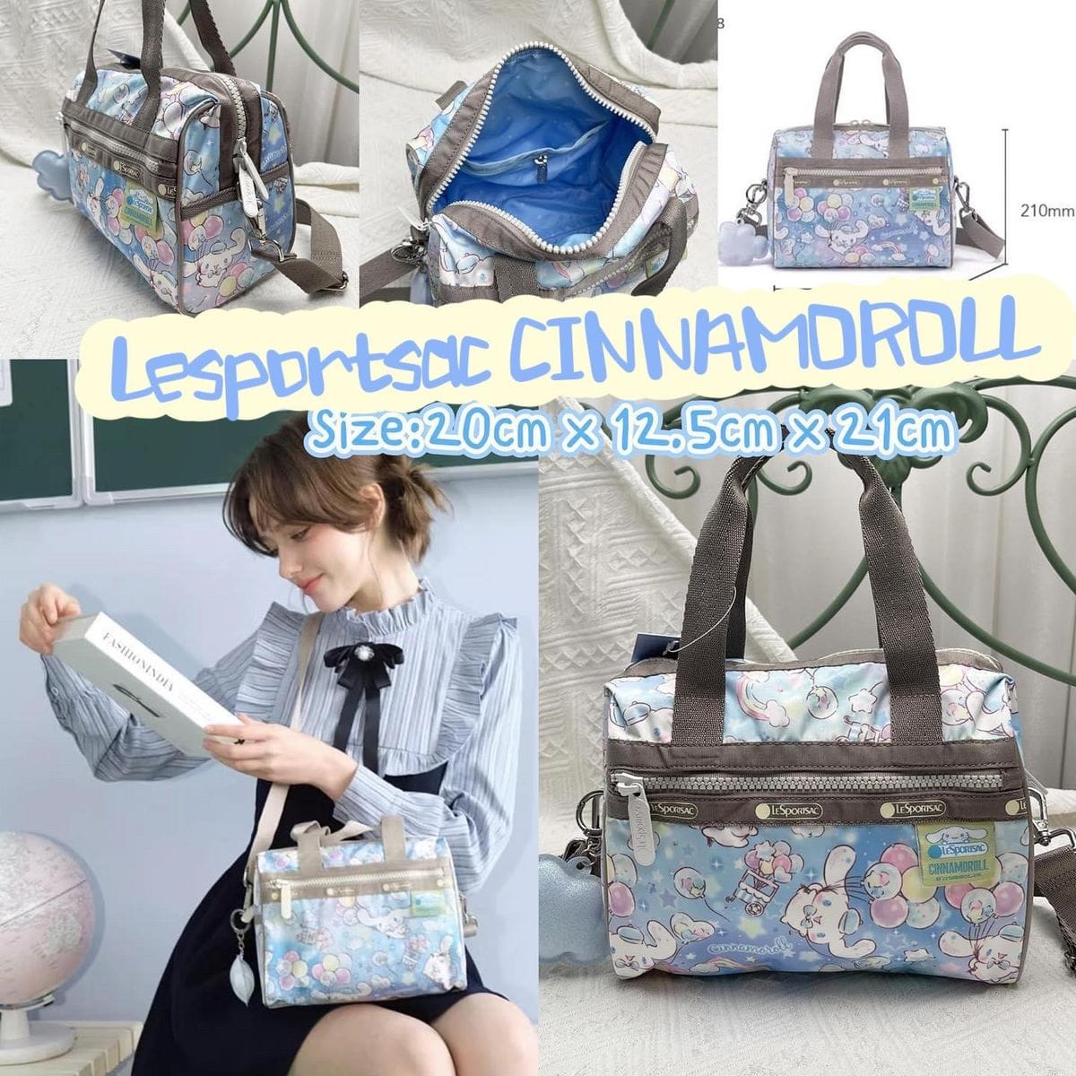 *050清倉價 Lesportsac x Sanrio 玉桂狗系列手提袋/斜揹兩用包 售完即止