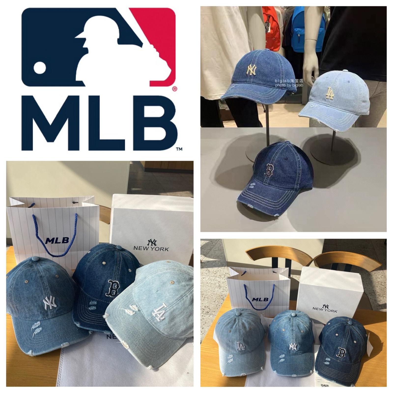 0613🧢🧢MLB 牛仔水洗刺繡磨破棒球帽