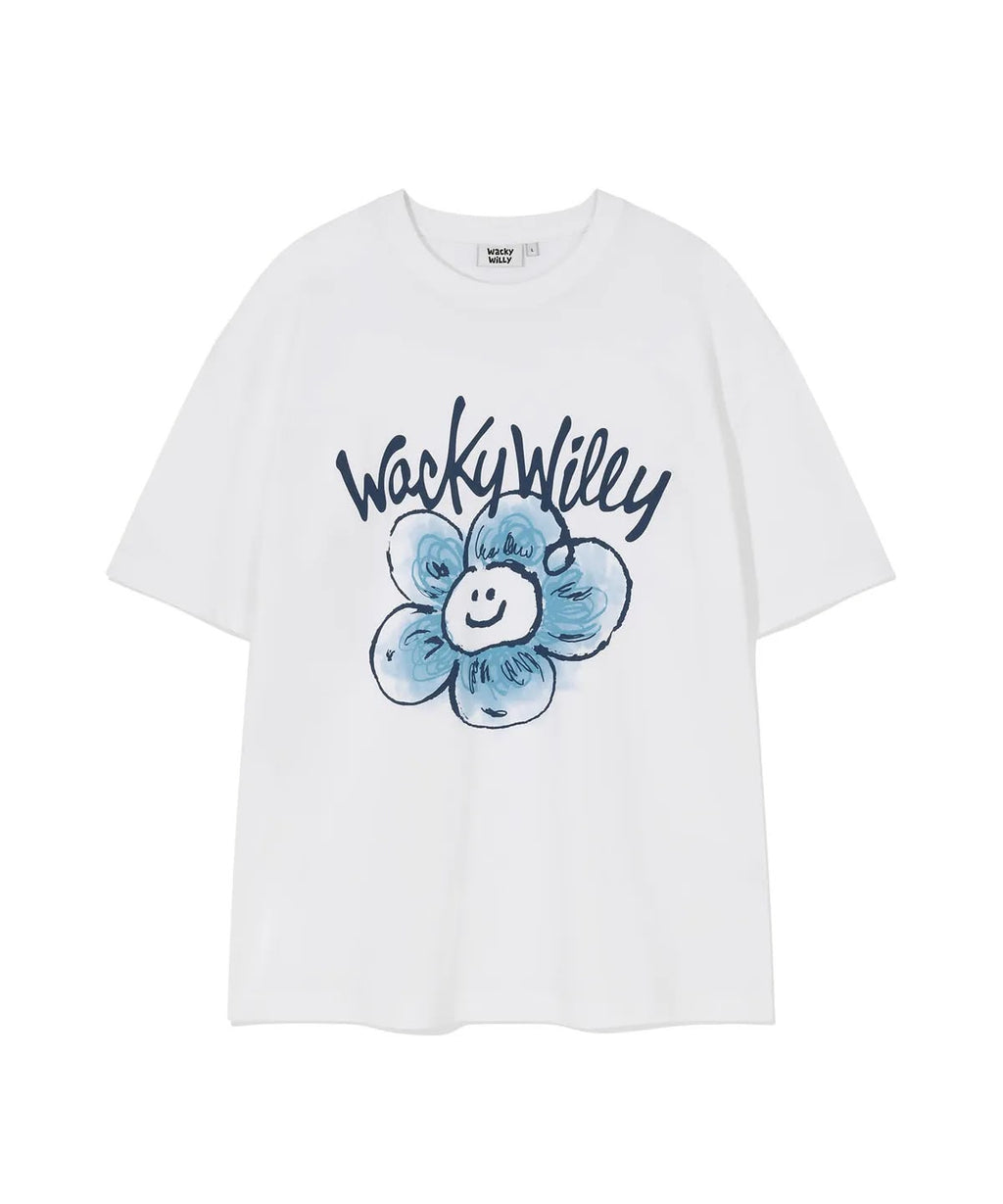 0703👕👕🇰🇷爆紅品牌 Wacky Willy 小火人 Lily Artwork Points Short-sleeve T-shirt&nbsp;