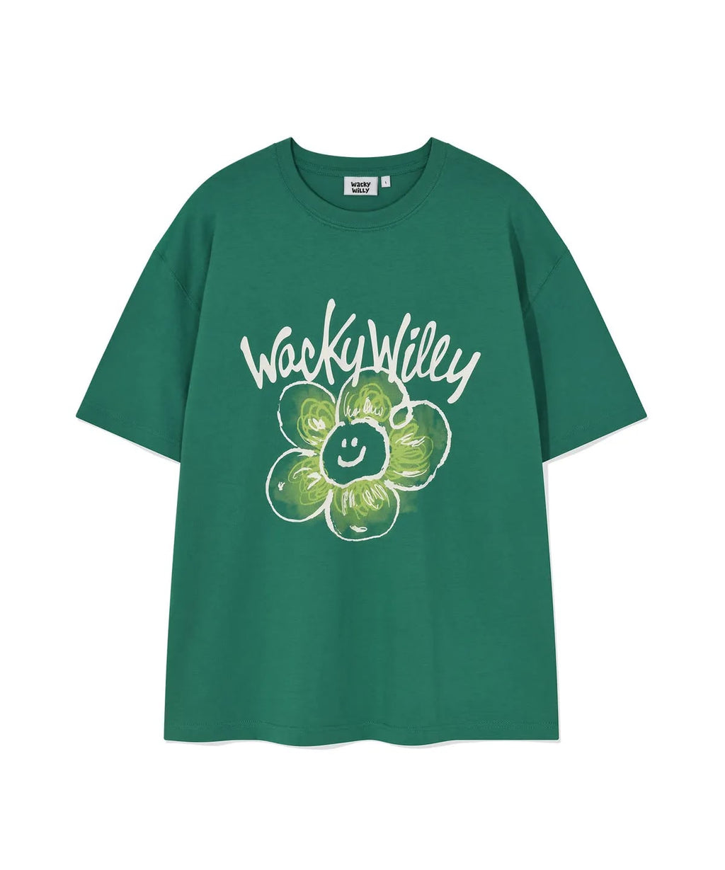 0703👕👕🇰🇷爆紅品牌 Wacky Willy 小火人 Lily Artwork Points Short-sleeve T-shirt&nbsp;