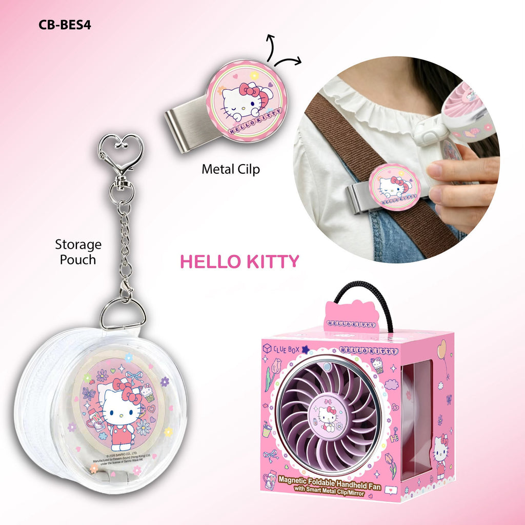 0802😍Clue Box Sanrio Character 磁吸摺疊手持風扇連智慧金屬夾/鏡面 – CB-BES4 - 便攜涼風設計嘅全新突破！