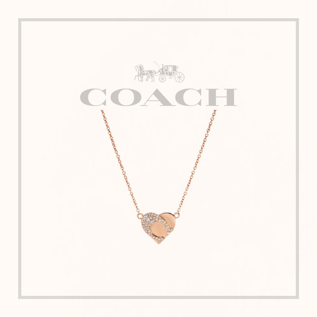 0900‼️售完即止‼️ 貨期 10月下旬  Coach 閃鑽玫瑰金心形頸鏈