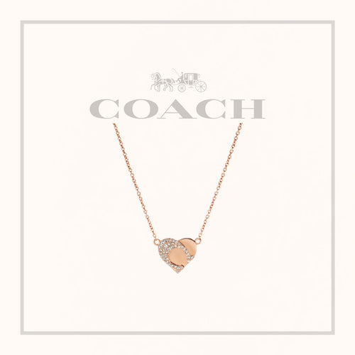 0900‼️售完即止‼️ 貨期 10月下旬  Coach 閃鑽玫瑰金心形頸鏈