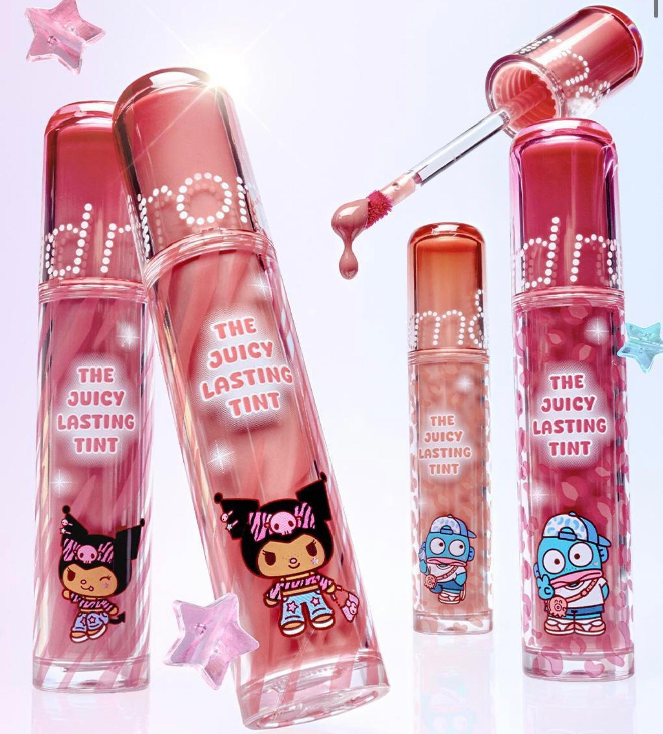 0905😍😍Sanrio x Rom&nd聯乘款 雙層光澤持久水亮果汁唇釉 The Juicy Lasting Tint + 送口袋。鑰匙圈禮品