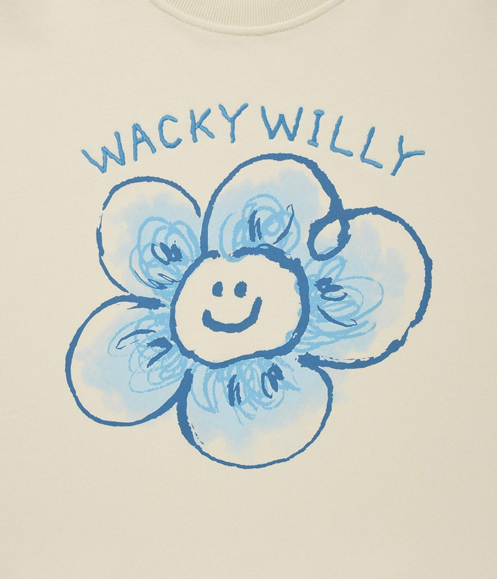 0910👕👕韓國品牌 🇰🇷WACKY WILLY 小火人 🔥WWY0152 刺繡字百合花衛衣