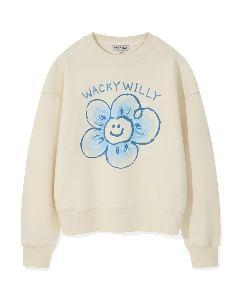 0910👕👕韓國品牌 🇰🇷WACKY WILLY 小火人 🔥WWY0152 刺繡字百合花衛衣