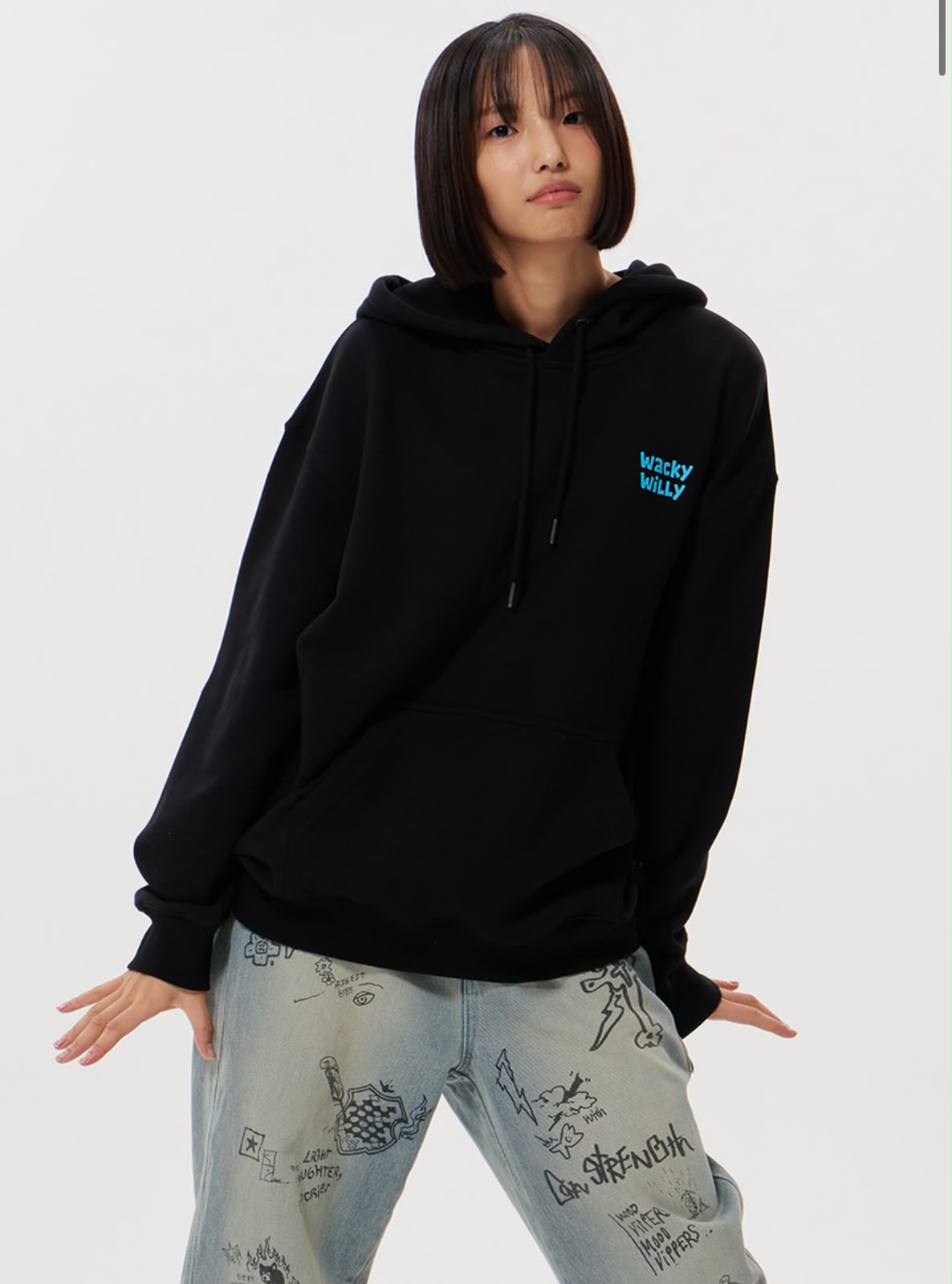 0918‼️Season OFF 反季劈價‼️  原價99000won 🈹🈹🈹🈹🈹  🇰🇷WACKY WILLY 小火人🔥LETTERING GRAPHIC HOODED SWEATSHIRT