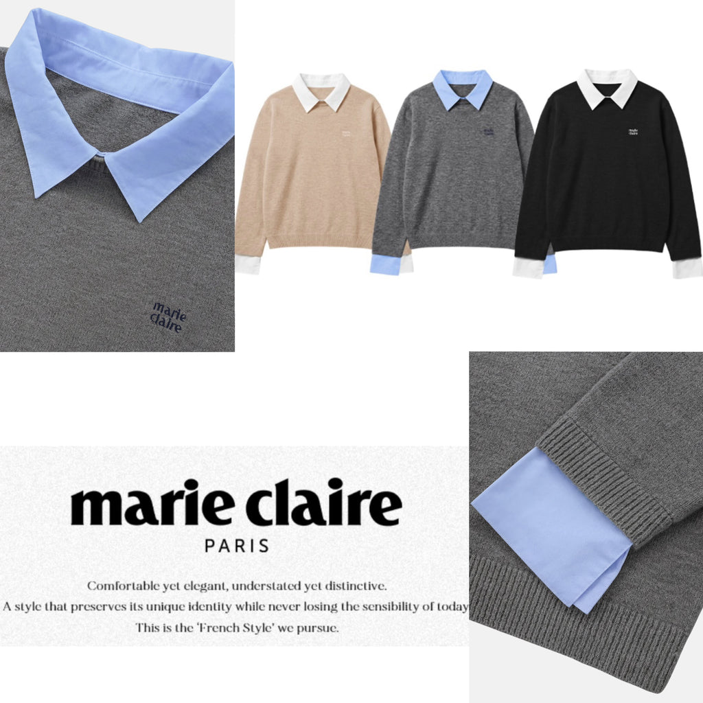 1015👕👕BIG SALE Marie Claire襯衫疊層針織毛衣