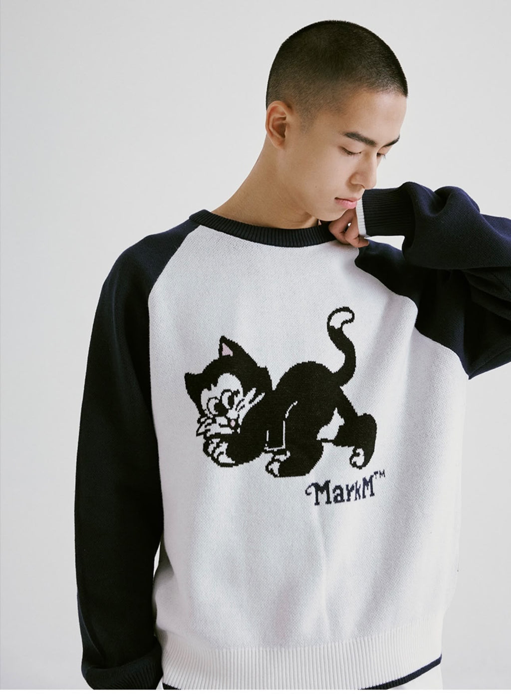 1020💖💖Cat Raglan Crewneck Knit