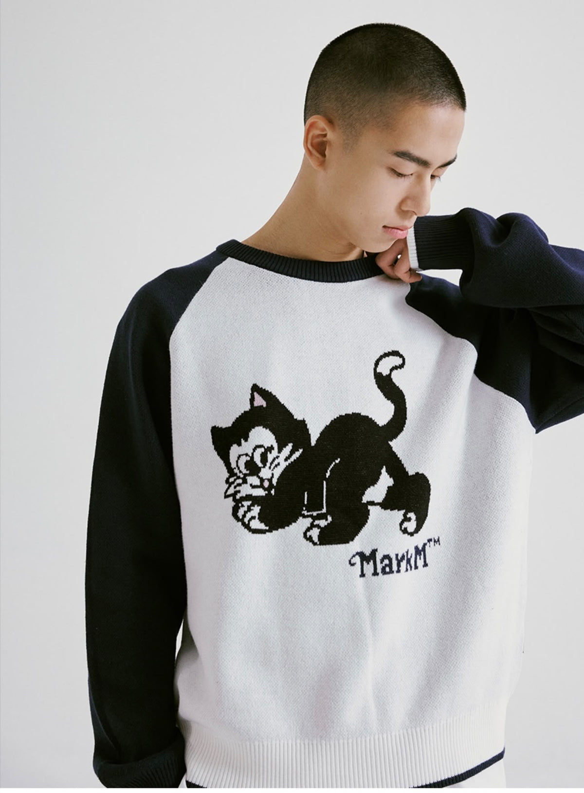 1020💖💖Cat Raglan Crewneck Knit
