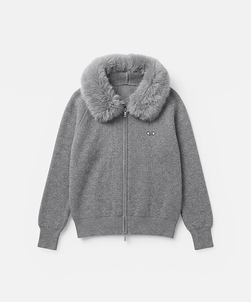 *1103‼️快閃🇰🇷半價‼️ 韓國高級女裝品牌 Marie Claire 人造毛皮連帽針織外套🤩