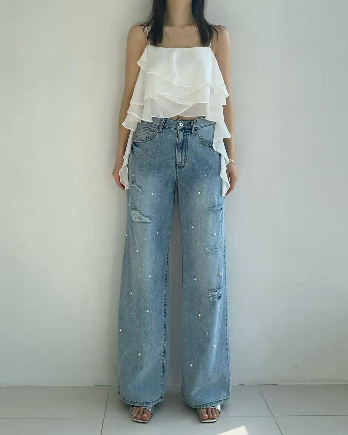 **0405🌸Howluk夏季新款🌸🆕高貴型格珍珠系列🉐6094牛仔褲🌸