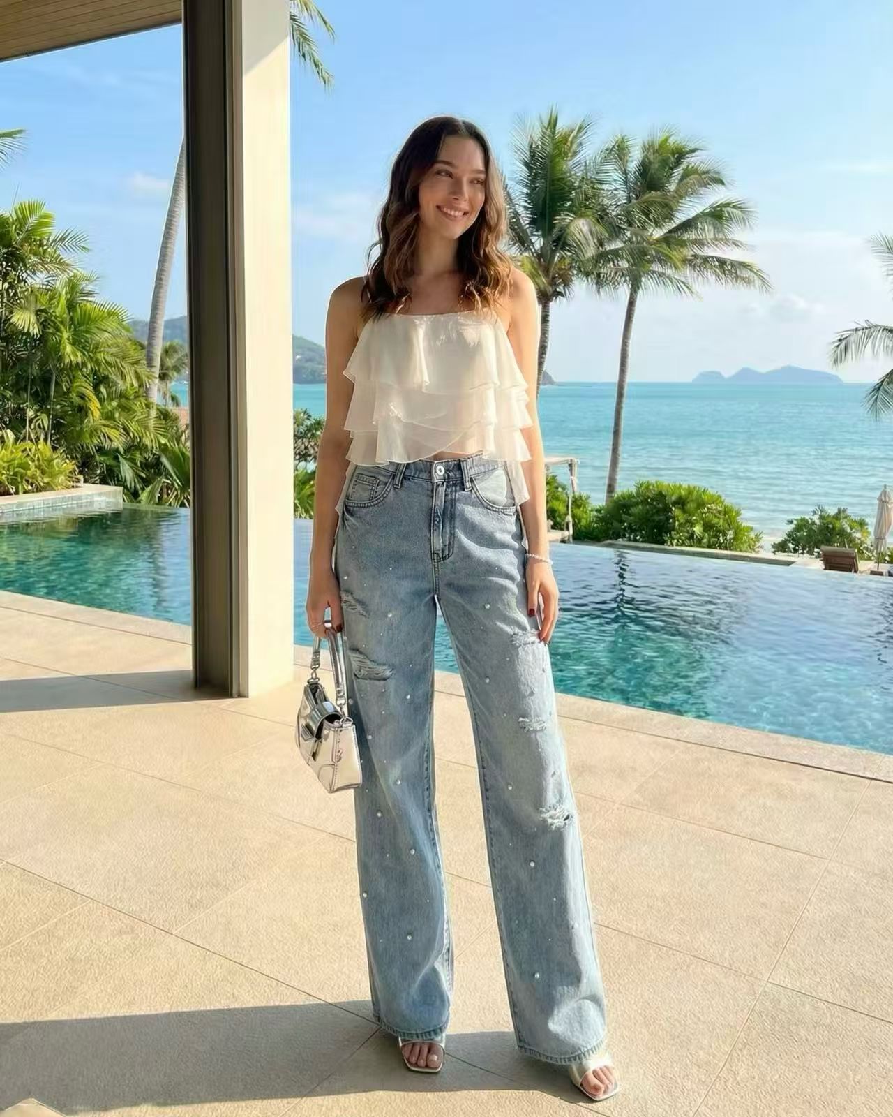 **0405🌸Howluk夏季新款🌸🆕高貴型格珍珠系列🉐6094牛仔褲🌸